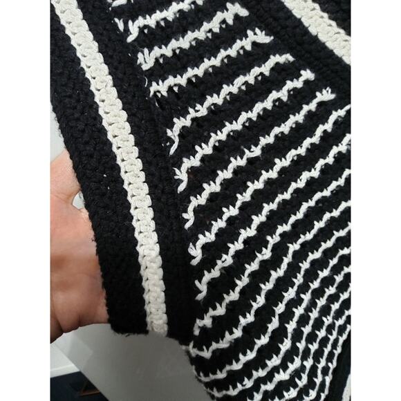 Loft chunky soft  knit sweater vest  black/ white striped. Varsity old money - Picture 4 of 9